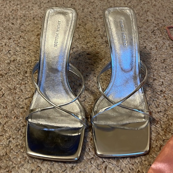 Amina muaddi Adriana heeled sandals size 38 silver - Picture 2 of 7